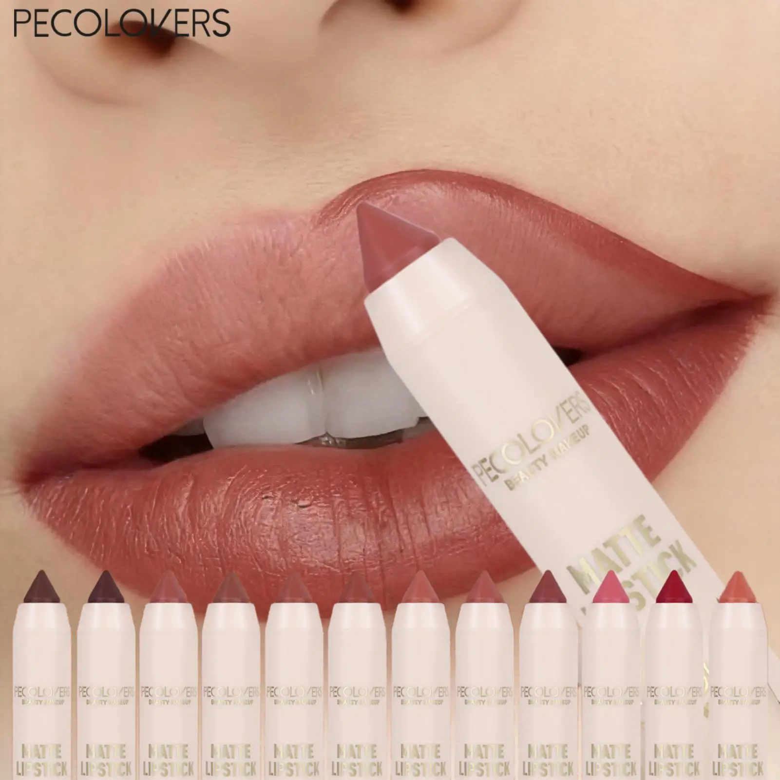 12 PCS  Velvet Matte Lipstick Pencil Set, Long Lasting Nude Multi-Shade Lip Crayon, Non-Drying Rich Pigment Lip Makeup Kit