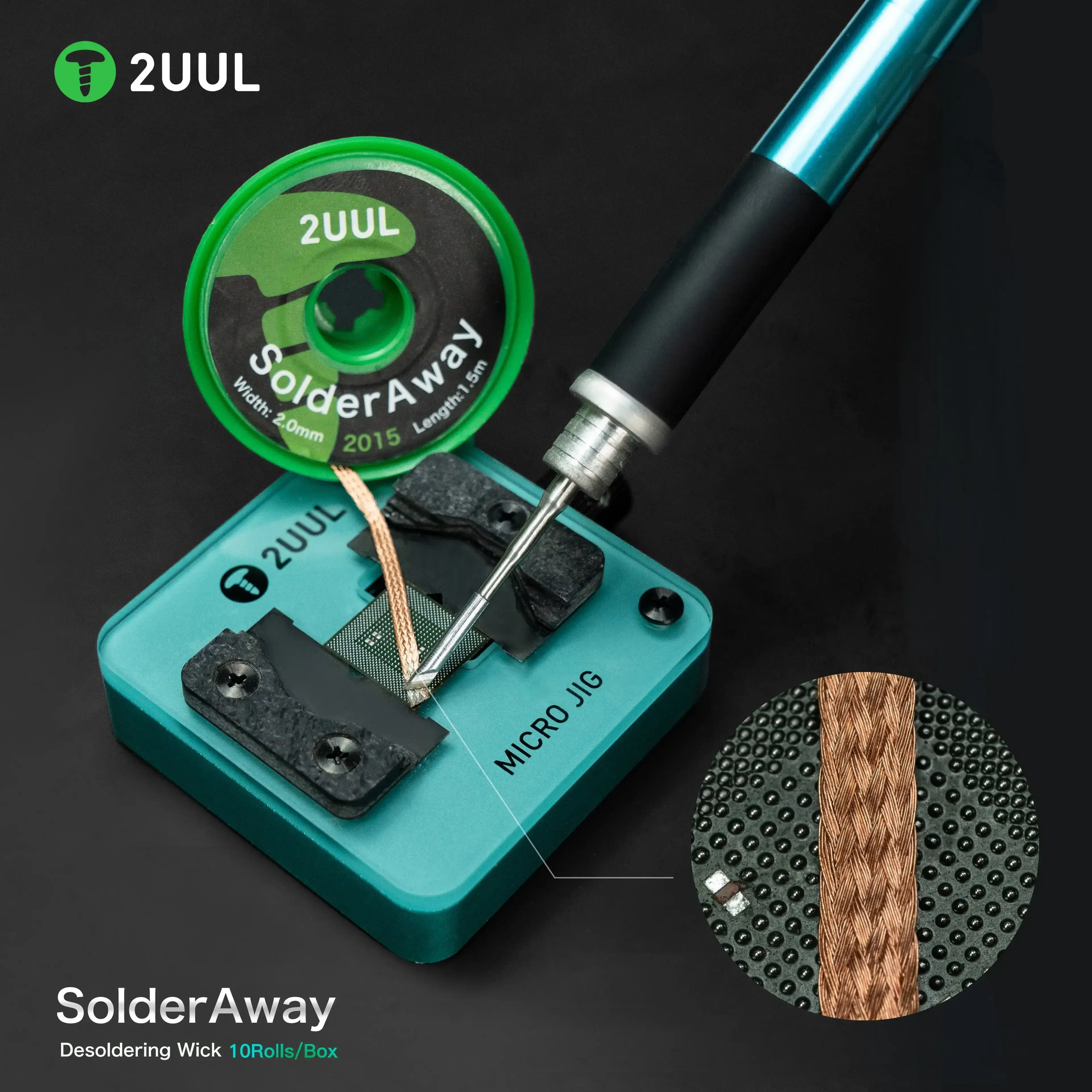 2UUL DW11 Solder Away 10Rolls/Box Desoldering Wick for Cellphone Maintenance Motherboard BGA Repair Solder Removal Wire