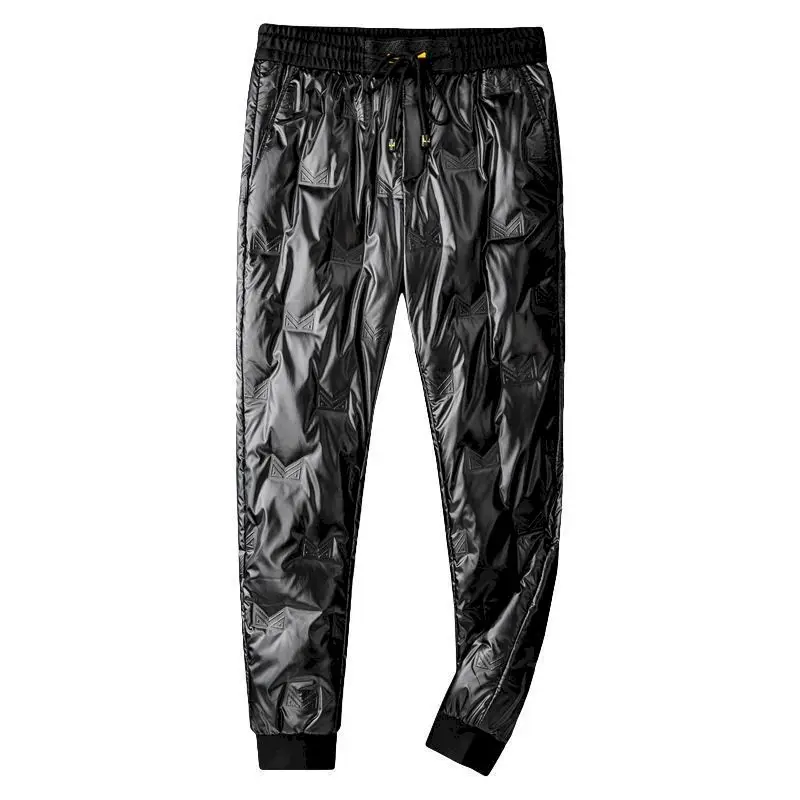 Pantaloni in piuma d\'anatra bianca da uomo abbigliamento esterno invernale più pantaloni addensati in velluto moda pantaloni in cotone di gomma