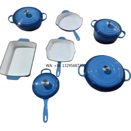 

Высококачественный многоцветный эмалированный чугунный набор посуды, металлические кастрюли для супа и стока, голландская духовка, запеканка для приготовления пищи
