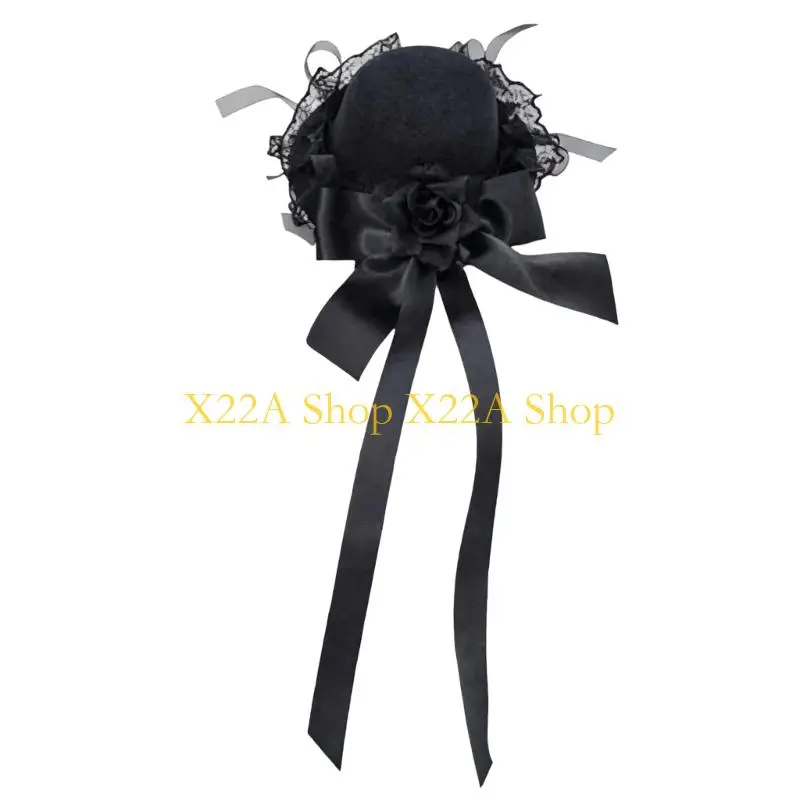 Unique Romance Rose Flower Lace Hat Hair Barrettes NonWoven Hair Accessories For Halloween Event Daily Wear Hair Decoration