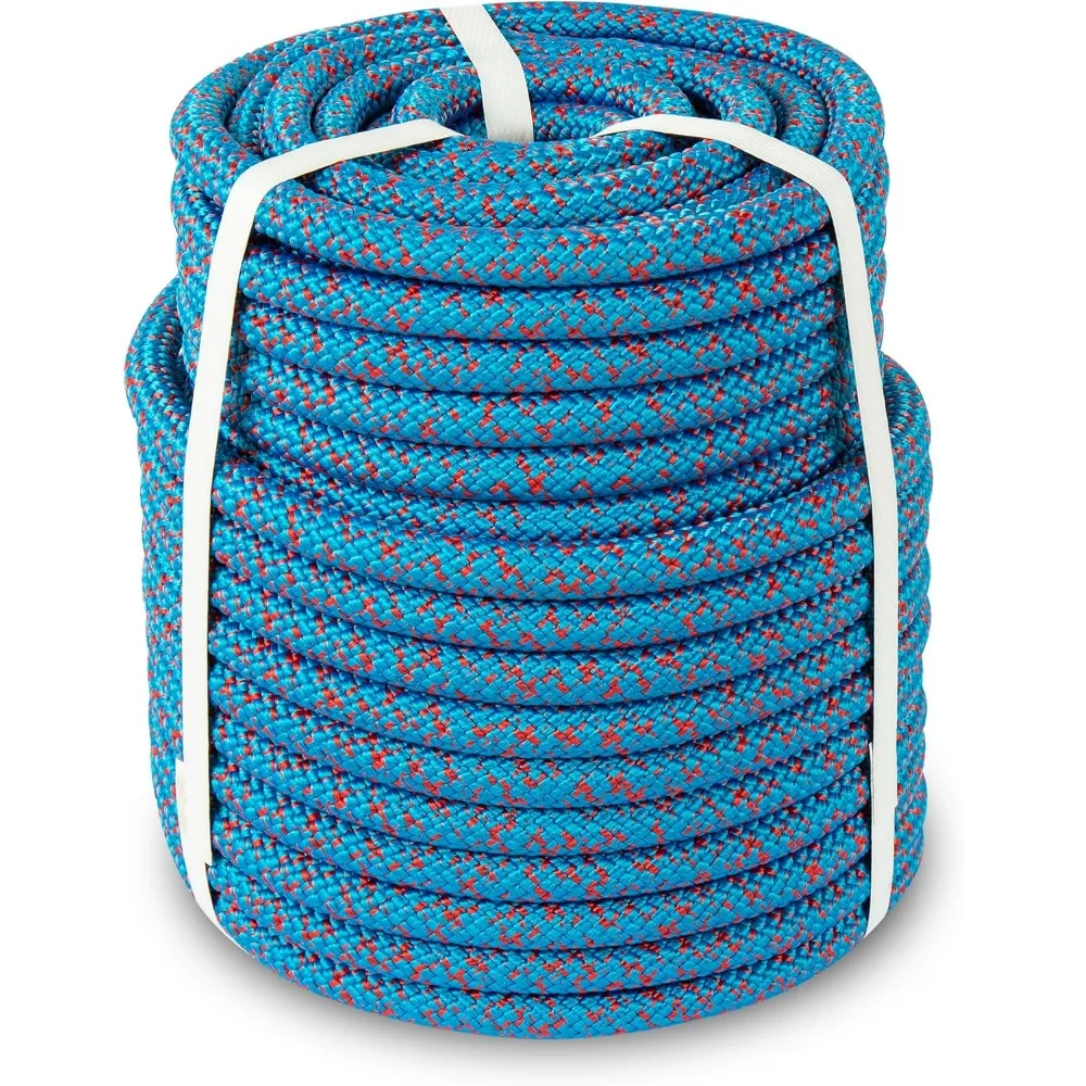 15-133 1/2 بوصة × 125 قدم حبل أربوريست مزدوج المضفر، سعة تحميل 7200 رطل، ثابت غير قابل للتمدد، ألوان متنوعة