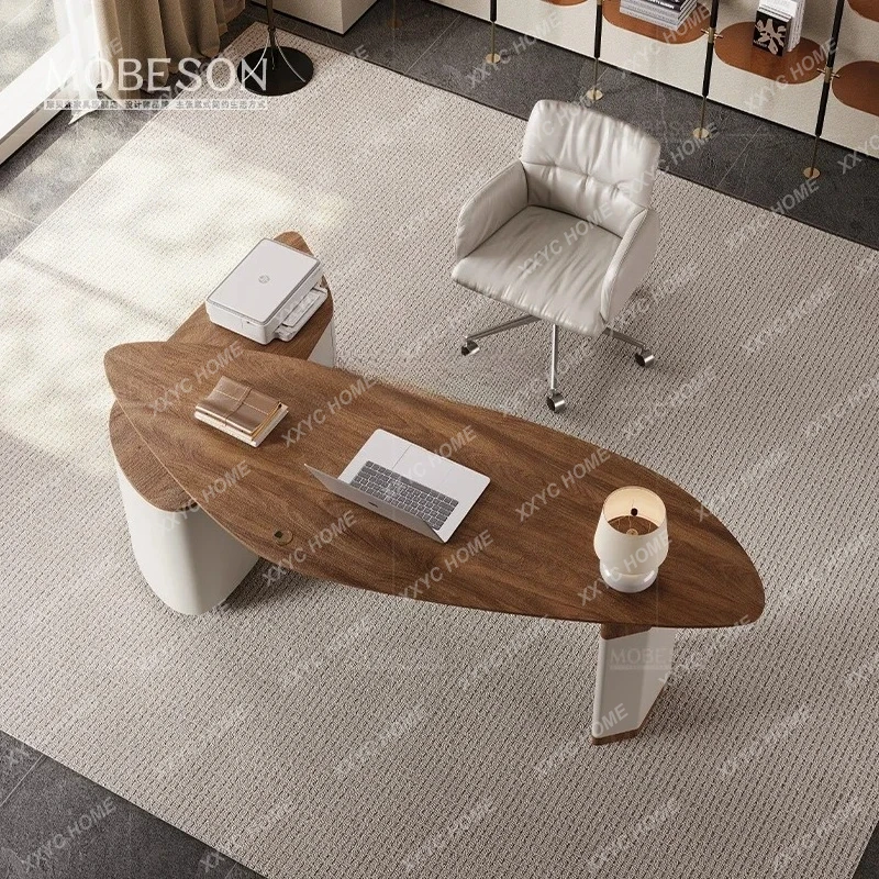 TTTTLight Luxury Modern High-end Living Room Large Long Desk Solid Wood Computer Office Table And Chair Combination53
