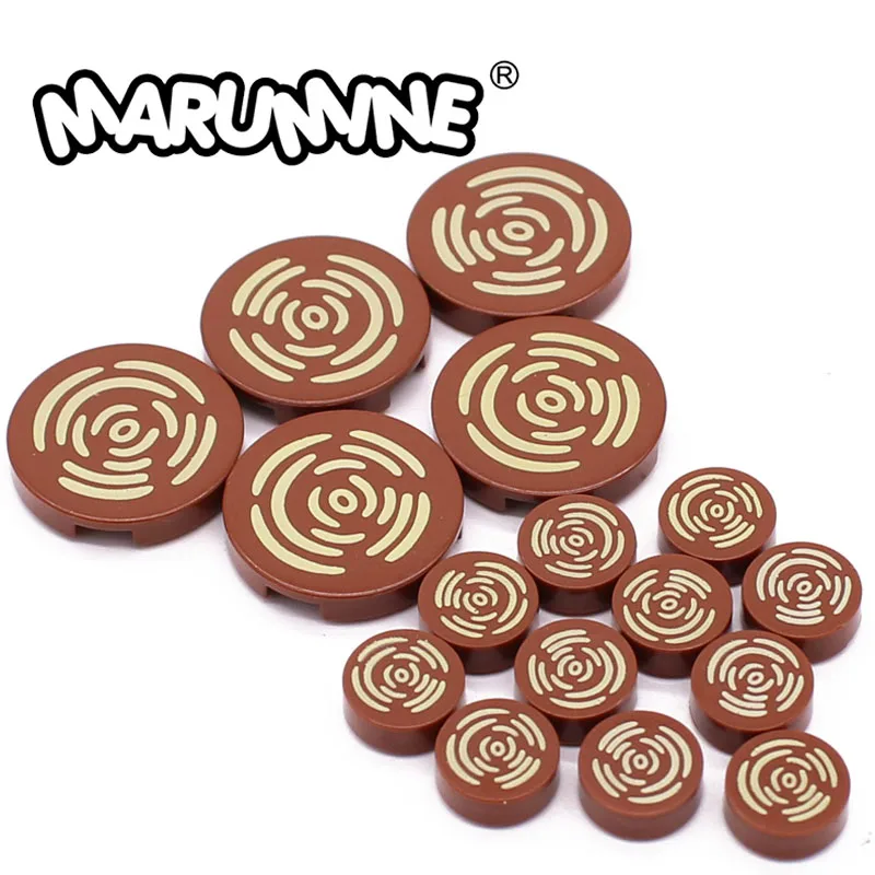 Marumine MOC ชุดกระเบื้องรอบต้นไม้ Stump Wood Grain รูปแบบอิฐ14769pb196 98138pb042 Building Block อุปกรณ์เสริม