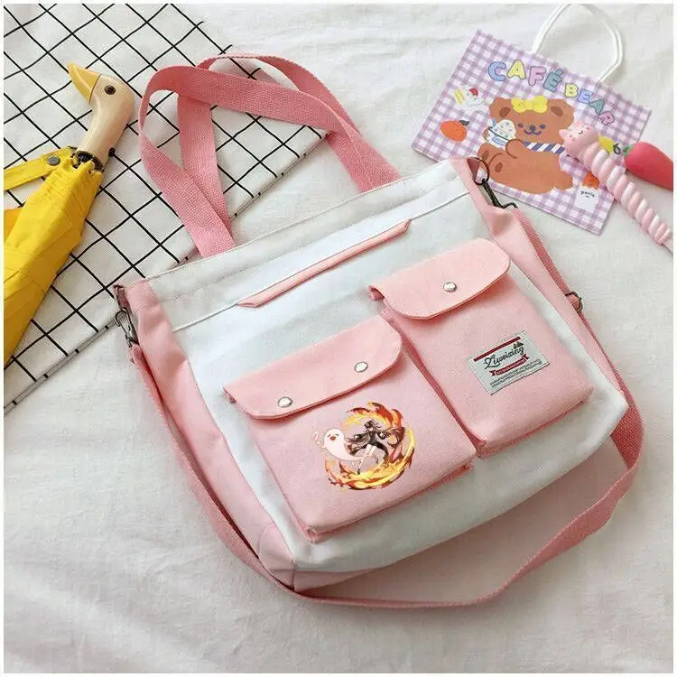 Genshin Impact Merchandise Maple God Manyo Paimon Klee Venti Single Shoulder Crossbody Backpack Student Canvas Bag Ani