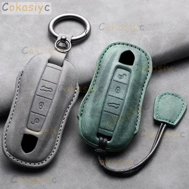 Funda de cuero para llave de coche, carcasa para Porsche Panamera Carman Macann Bobst Cayenne 911 970 981 991 966, accesorios para llaveros