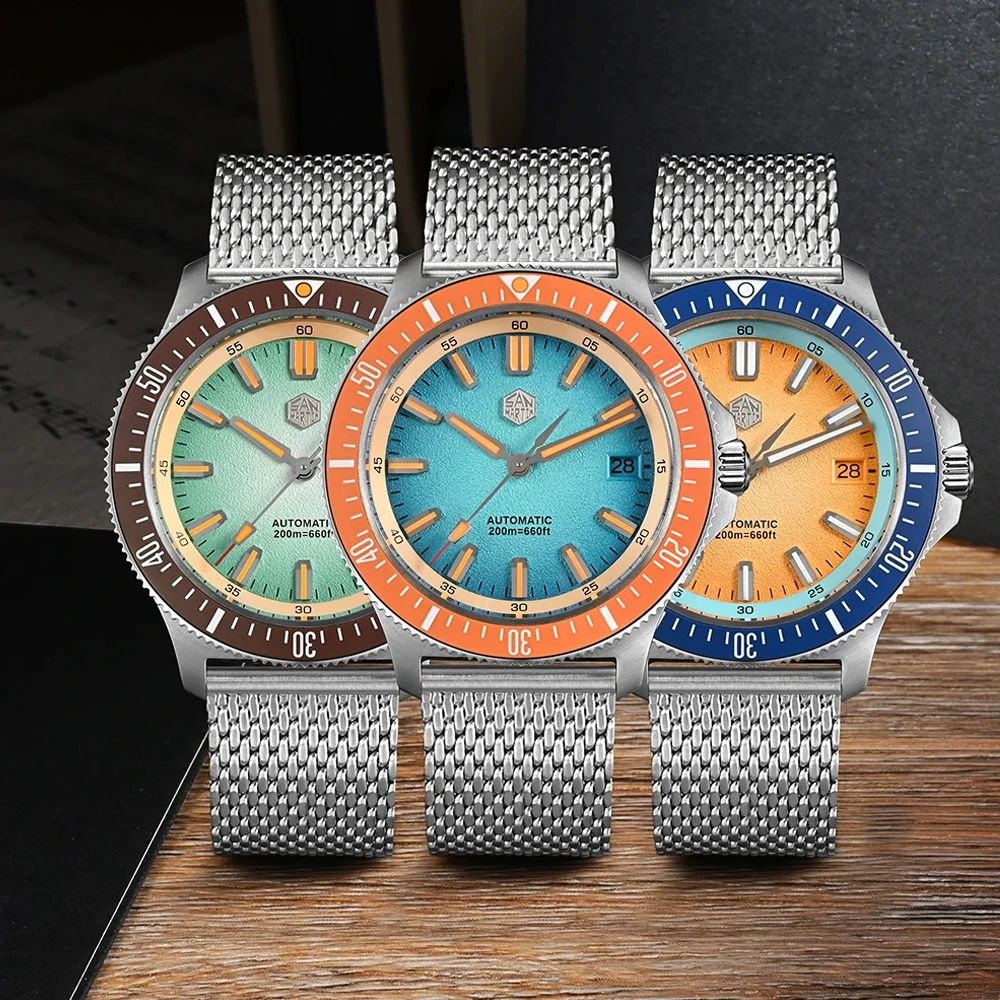 San Martin SN0118 40mm Dive Watch NH35 Automatic Mechanical Men Watch Original Design Fashion Sapphire Waterproof 200m Luminous