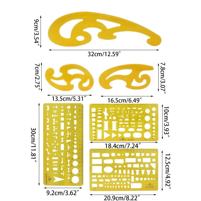 Modelo de desenho geométrico desenho estêncil ferramenta de medição régua de plástico para arquitetura escritório estudo edifício de design