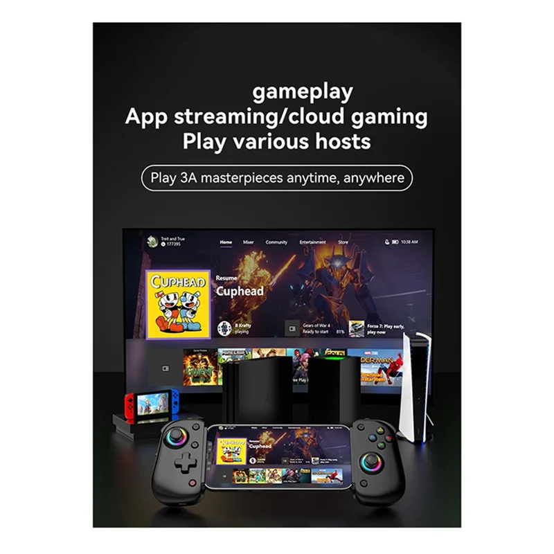 SB-D8 PRO Stretch Gamepad For Dual Hall Somatic Macro Programming For SWITCH/PS4 Android IOS PC 400Mah Grip