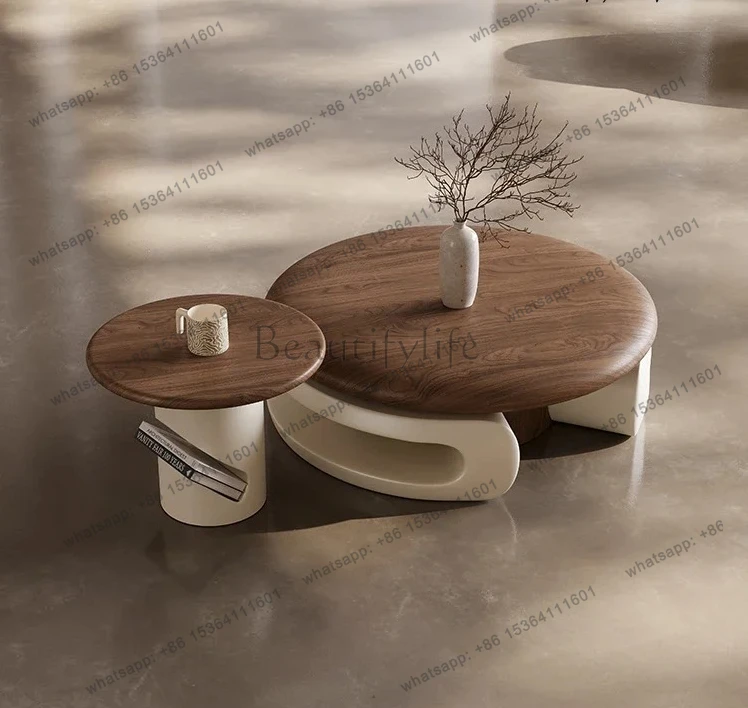 

Nordic modern size round coffee table combination home living room designer French retro coffee table