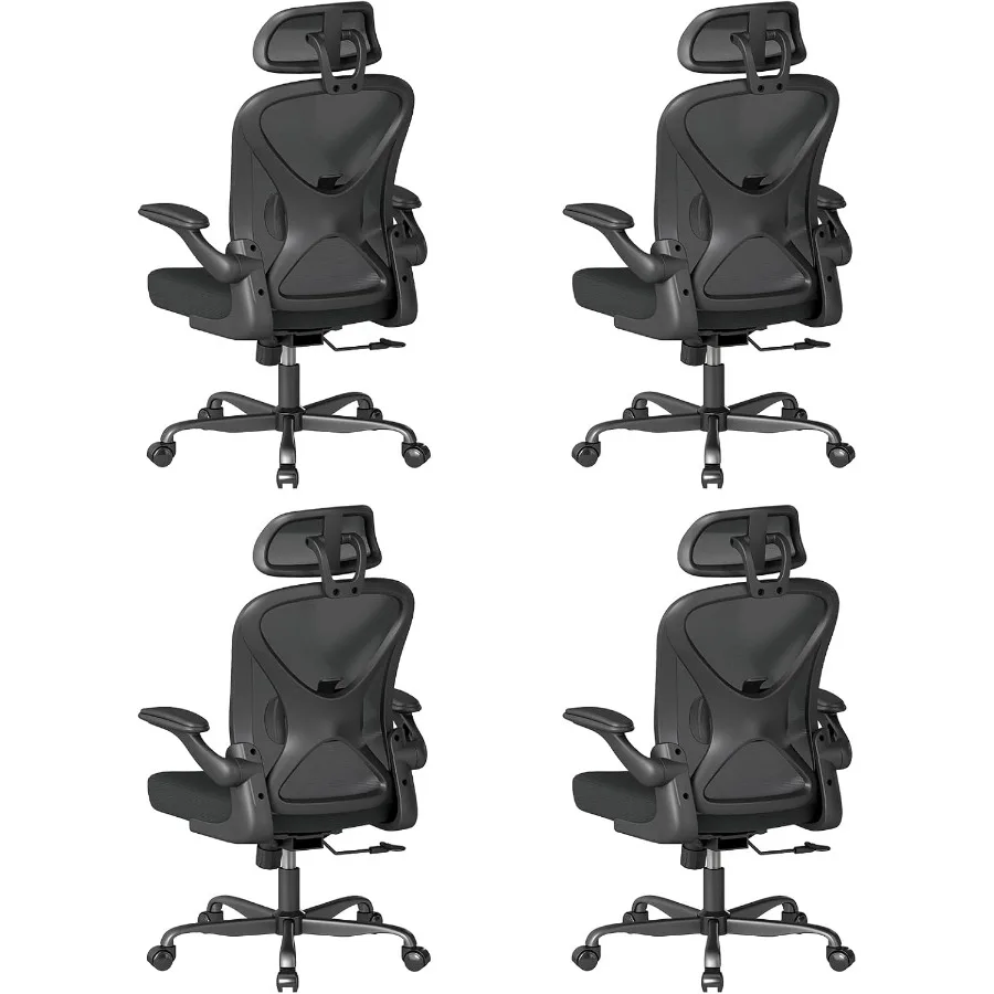 Ergonomic Office Chair Set of 4 with Adjustable Lumbar Support and Headrest Mesh Home Office Desk Chair with Wheels and Flipup