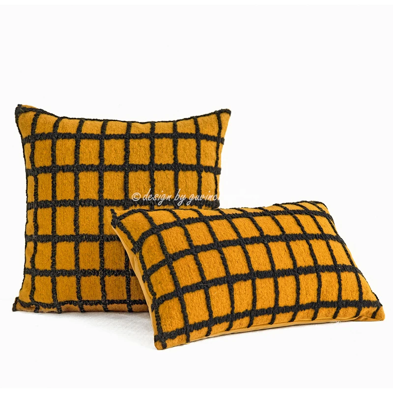 GUVINCI African Ethnic Design Cushion Cover Modern Abstract Orange Square Jacquard Throw Pillow Case Luxury Coussin For Sofa Bed