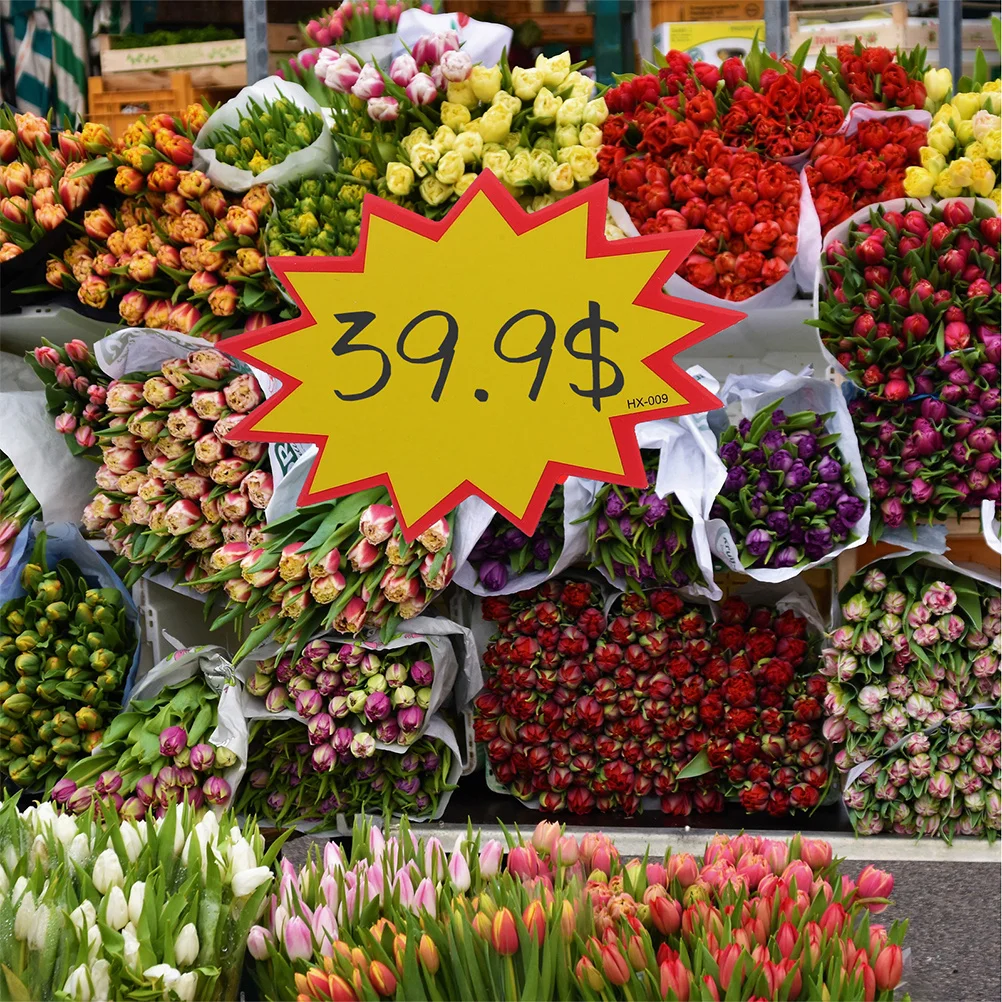 

100Pcs Durable Blank Price Tags for Retail Stores Supermarket Sales Displays Price Labels Burst Star Cutouts Signs