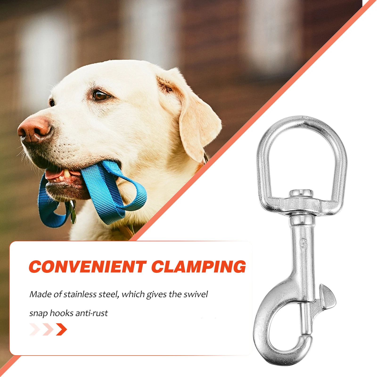 2pcs Stainless Steel Swivel Snap Hooks Corrosion Resistant Dog Leash Clips Durable Bolt Trigger Hook For Diving Rope Chain Cable