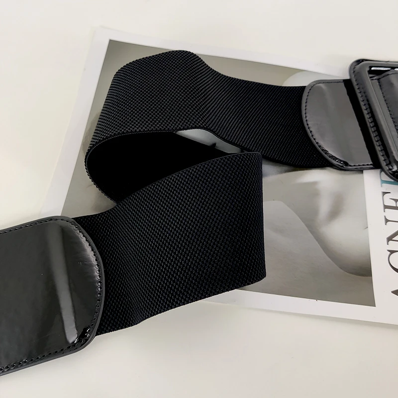 Desinger Belts For Women High Quality Patent Leather Wide Stretch Cummerbunds Black Corset Belt Female Elastic Waistband Red