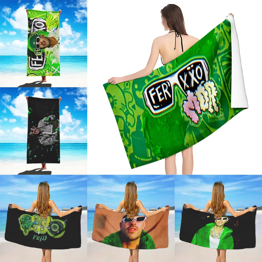 

Beach Towel Microfiber Sand Free Quick Dry Soft Sandproof Pool Towels for Hot Singer Feid Ferxxo Women Travel Gym Shower Camping