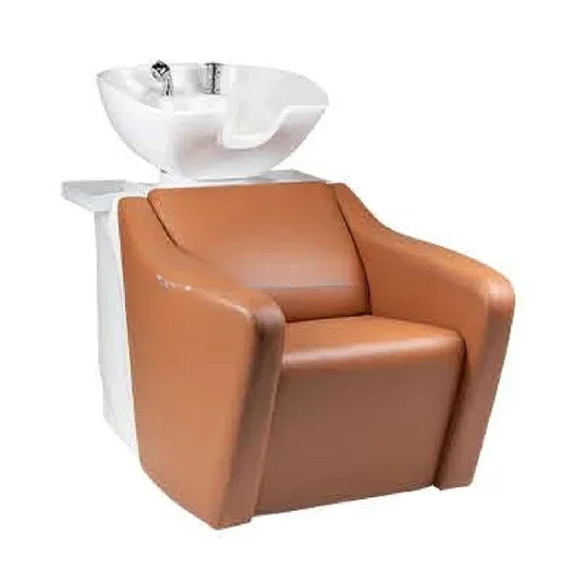 hairdressing brown leather shampoo chair with black sink hair washing shampoo chairs