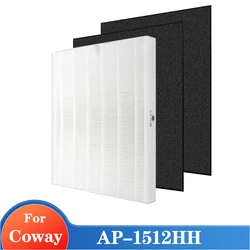 3Pcs/Set Air Purifier Replacement Compatible with Coway AP-1512HH 1 Hepa 2Pcs Carbon 380*330*35mm/380*330*5mm