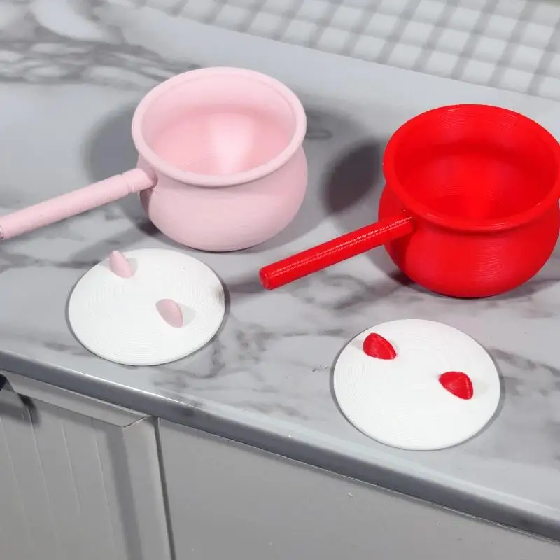 

1 шт. 1:12 Миниатюрная кастрюля с крышкой для кукольного домика, красная/розовая, для супа, жарки, молока, DIY, аксессуары для кухонной мебели кукольного домика