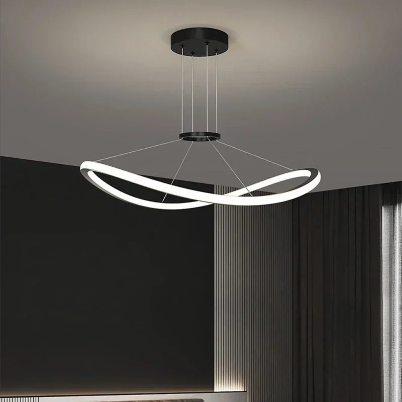 Nowoczesna lampa wisząca LED lampa wisząca do sufitu do salonu jadalnia sypialnia regulowany żyrandol Home Decor oprawa połysk