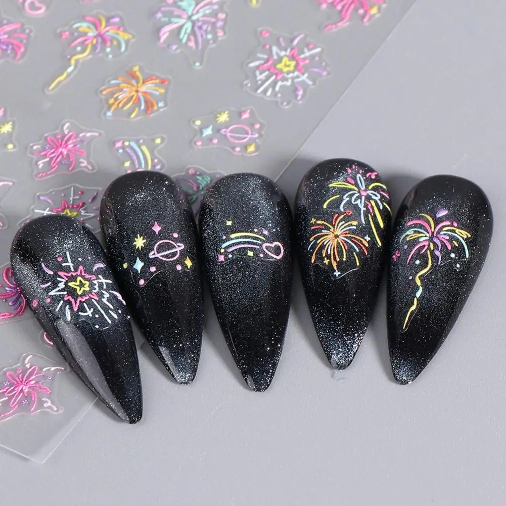 Nail Art Sticker Gel Nail Sticker New Year's Nail Stickers Patches Set PVC Art Decals Long-lasting Women's Nails Art Stickers