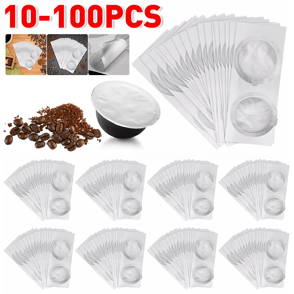 100 PCS Aluminum Foils Lids Disposible Aluminum Seals Stickers Cream Foam Cafe Filter Lid for Nespresso Vertuo Coffee Machine