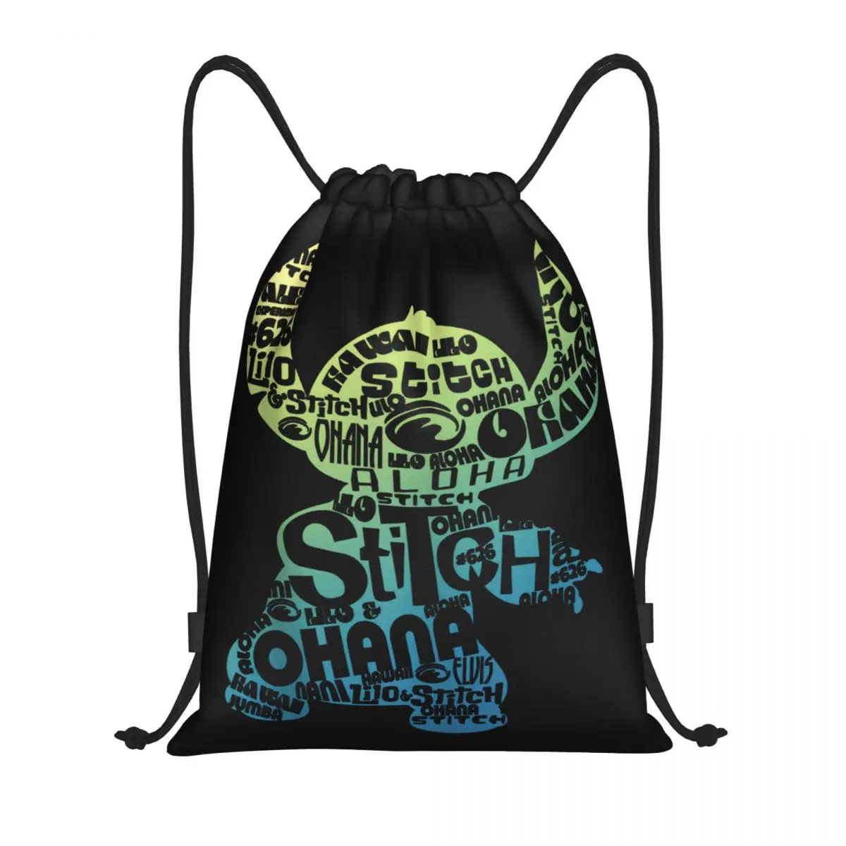 Custom Stitch Word Fill Drawstring Backpack Sports Gym Bag for Women Men Shopping Sackpack