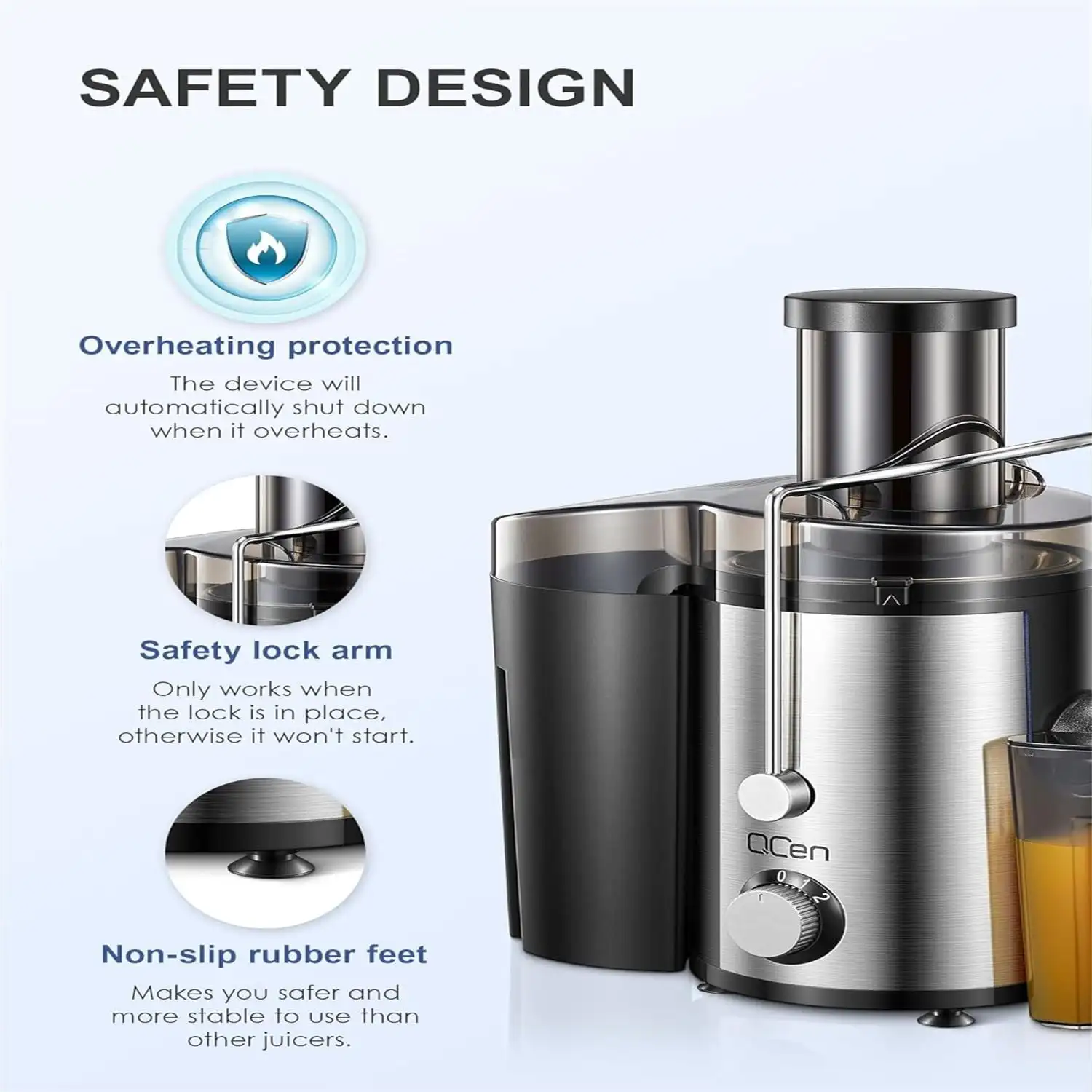 Juicer Machine, 800W Centrifugal Juicer Extractor with Wide Mouth 3” Feed Chute for Fruit Vegetable, Easy to Clean, Stainless St