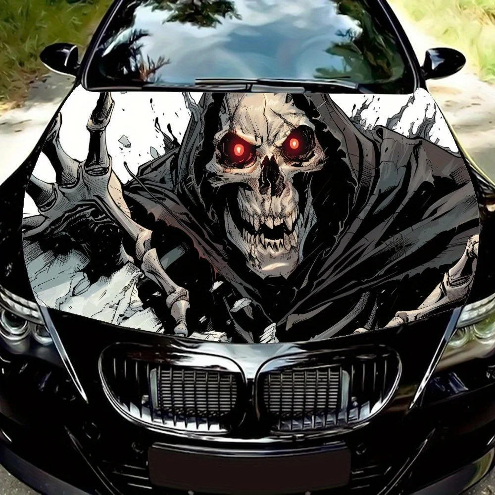 

Angry Red Eyes Death Reaper Reveals Claw, виниловая наклейка на капот автомобиля, наклейка на двигатель автомобиля, водостойкая самоклеящаяся автомобильная упаковка