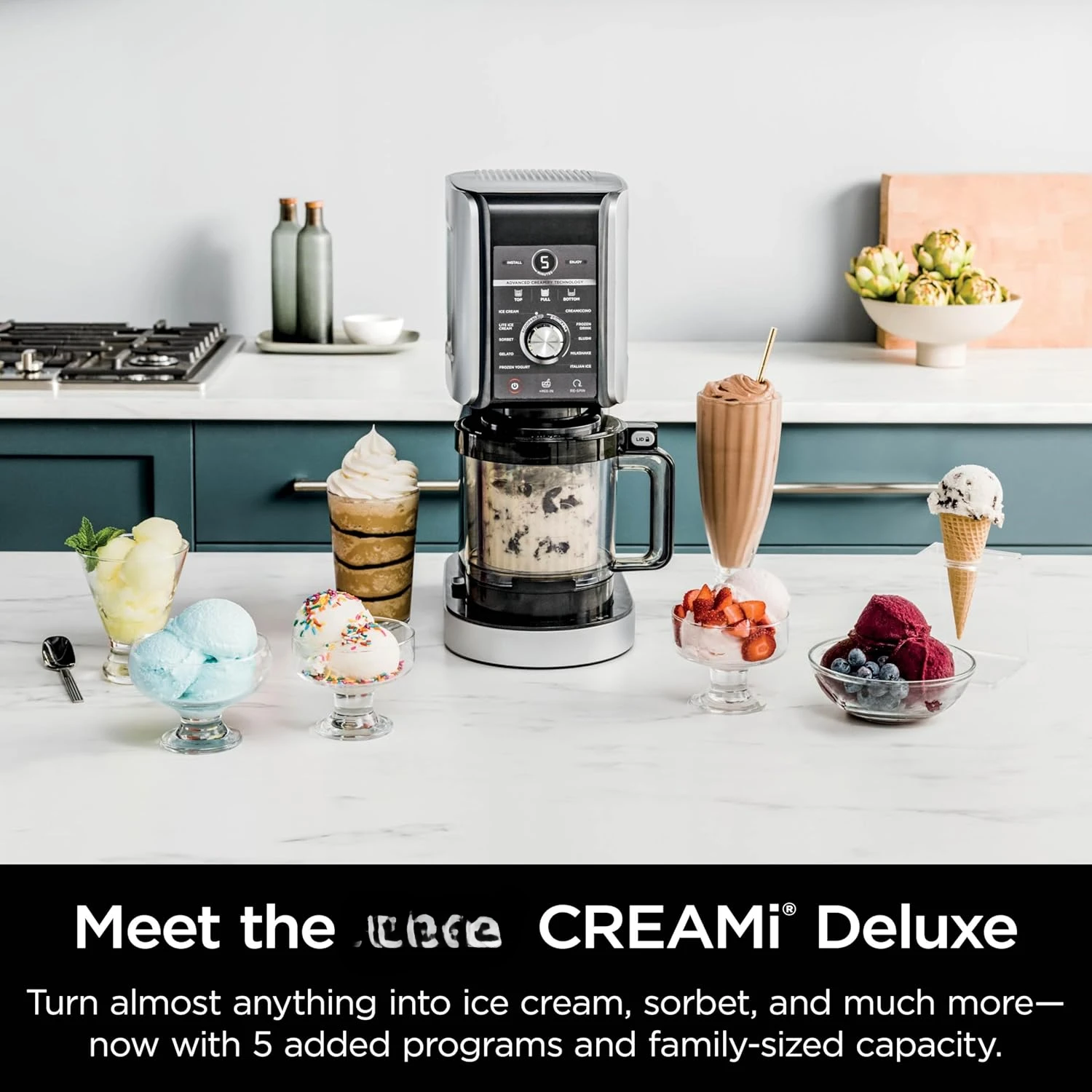 CREAMi Deluxe 11-in-1 Ice Cream & Frozen Treat Maker for Ice Cream, Sorbet, Milkshakes, Frozen Yogurt, & More, 11 Programs