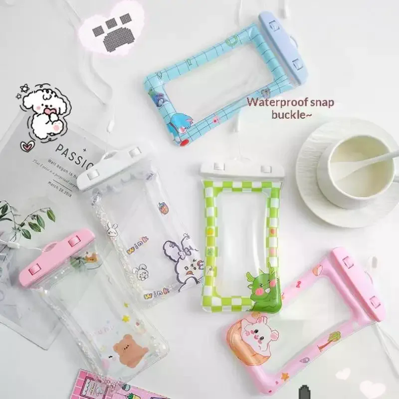 Capa à prova d'água com visão panorâmica para celular, para uso subaquático, na neve, na selva, bolsa transparente à prova d'água, capa grande para celular.