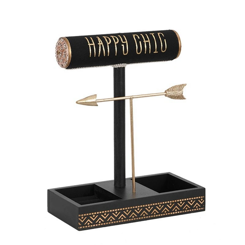 Jewelry Stand Solid Wood Base Storage Rack Earrings Necklaces Rings Jewelry Stand