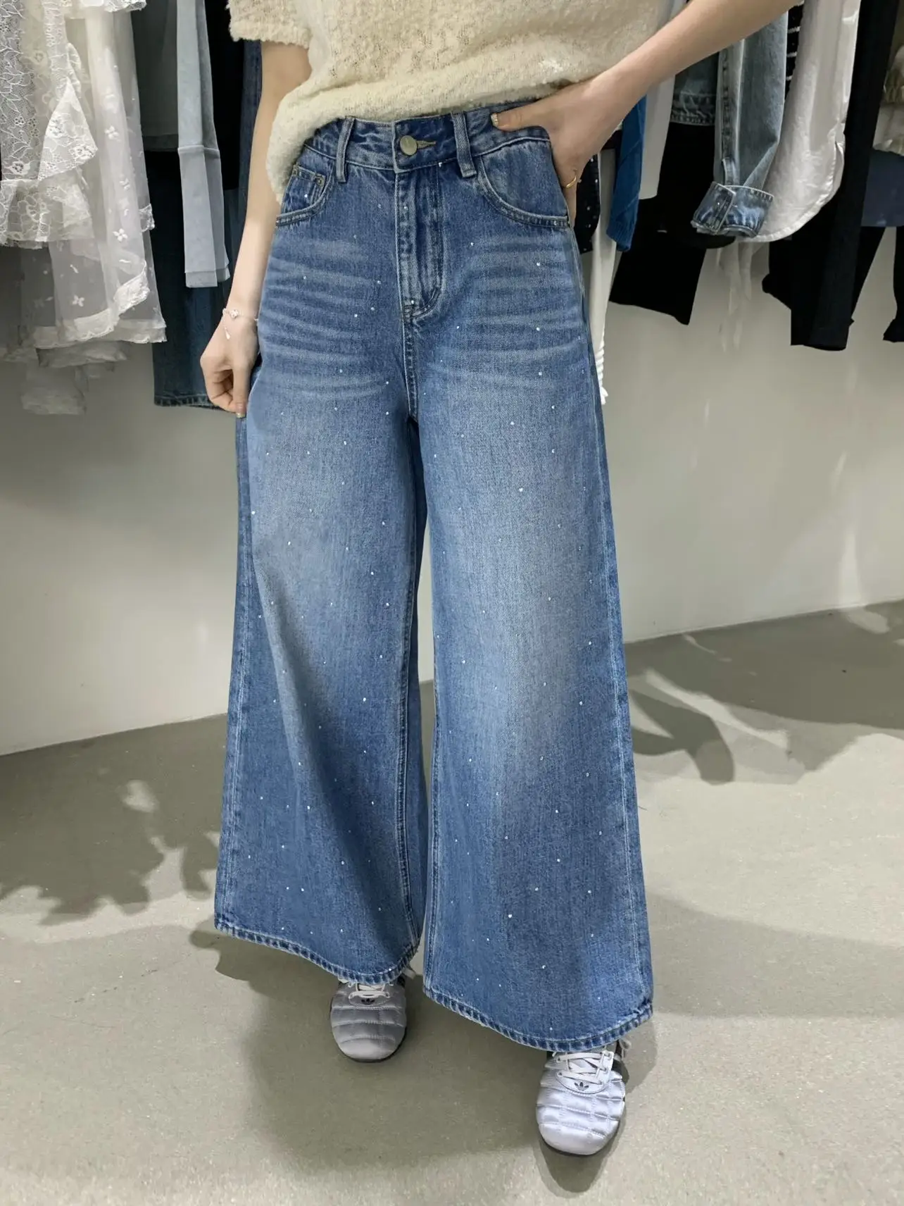 

Lilian Enxi Korean Sle Casual High Waist Slimming Long Pants Women's Invisible Hip Covering Versatile Loose Fit Jeans