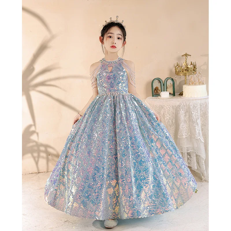 

Fashion Baby Girl Princess Bling sequin Dress Infant Toddler Child Beading Vestido Party Pageant Birthday Ball Gown Girl dresses