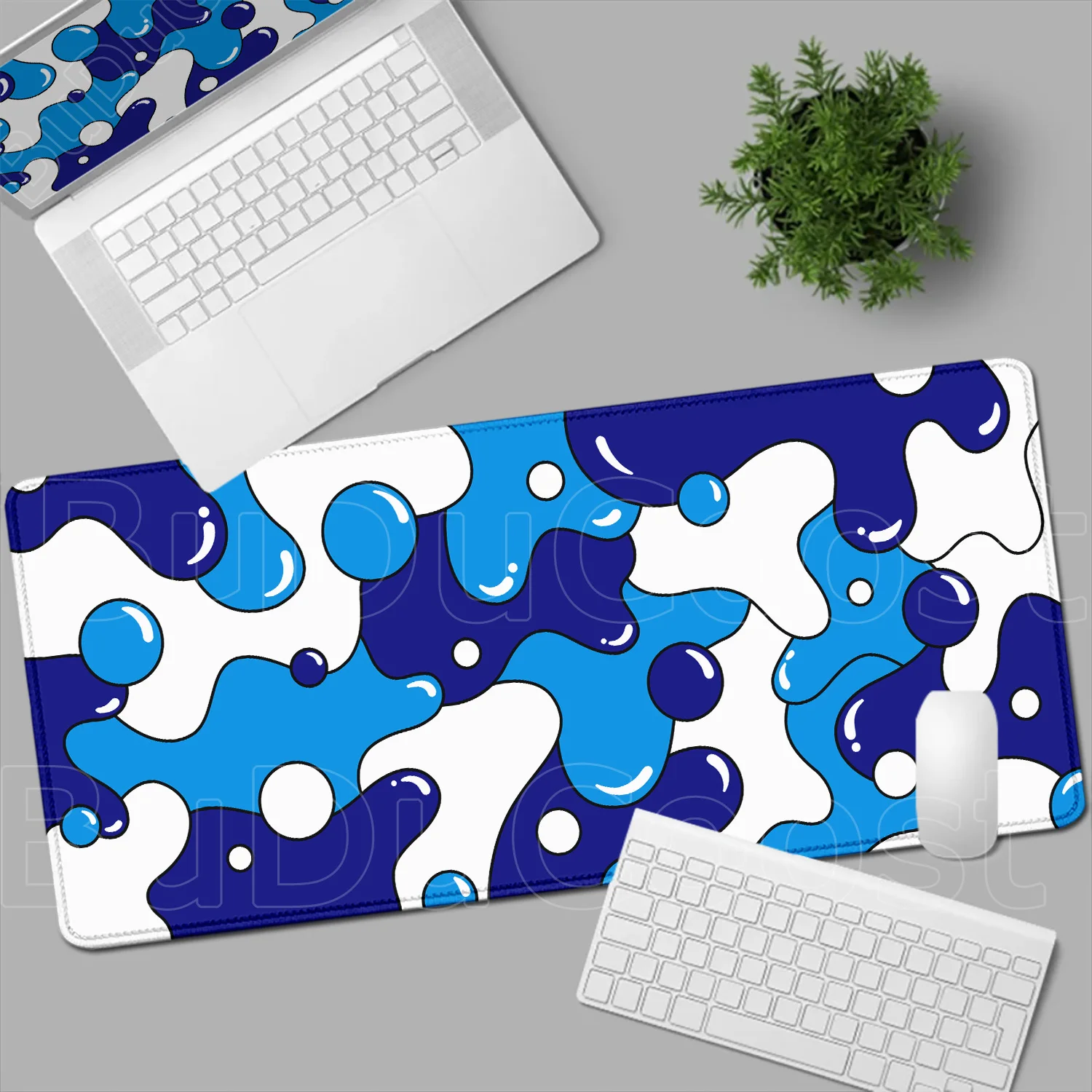 Large Gamer Mousepad Pink & White Strata Liquid Table Pad Xxl Computer Mice Mat Art Abstraction 30x80cm Lock Edge Rubber Deskmat