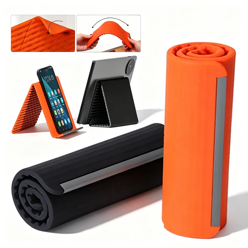 Soporte de silicona plegable y portátil para teléfono, flexible, se puede doblar libremente en cualquier forma, soporte ajustable multiángulo para tableta, 1/2 unidades