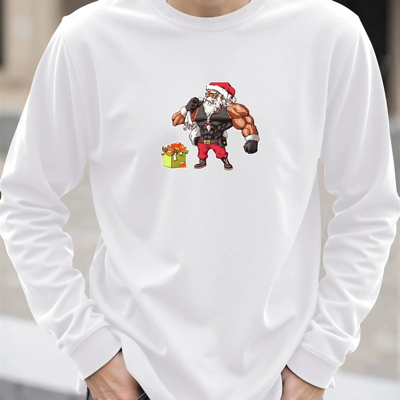 مضحك ثلاثية الأبعاد سانتا كلوز طباعة الرجال تي شيرت الخريف عادية س الرقبة طويلة الأكمام بلايز موضة فضفاضة عيد الميلاد تيز عيد الميلاد الرجال الملابس