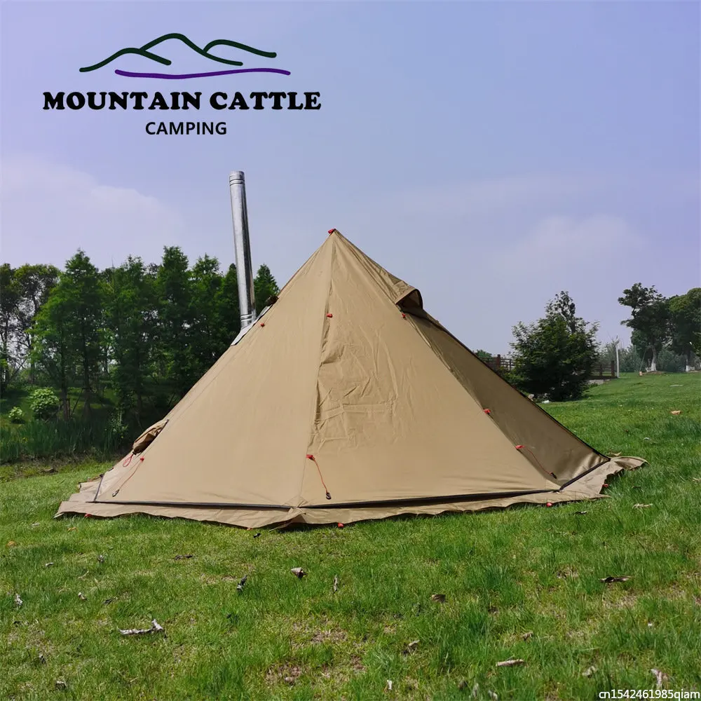 Pyramid Tent With Snow Skirt Ultralight Outdoor Camping   With A Chimney Hole For Cooking Travel Backpacking Tent