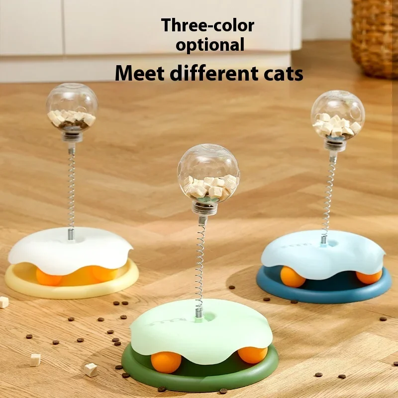 Pop Shake The Cat Turntable Treat Dispenser Cat Teaser Stick Cat Spring Teaser Toy Fashion