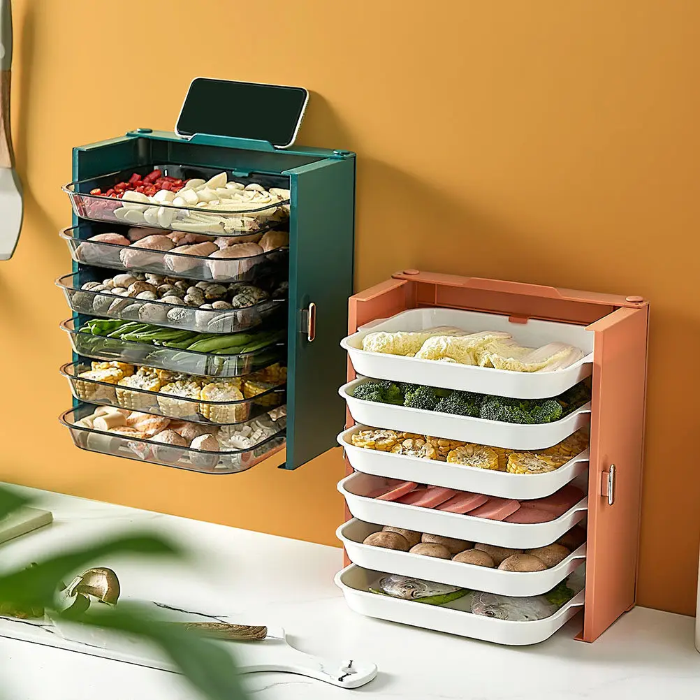 

Kitchen Food Storage Shelf with Handle Multi-Layer Dish Rack for Cooking Salad Cake Barbecue Prep Space-Saving Sideboard