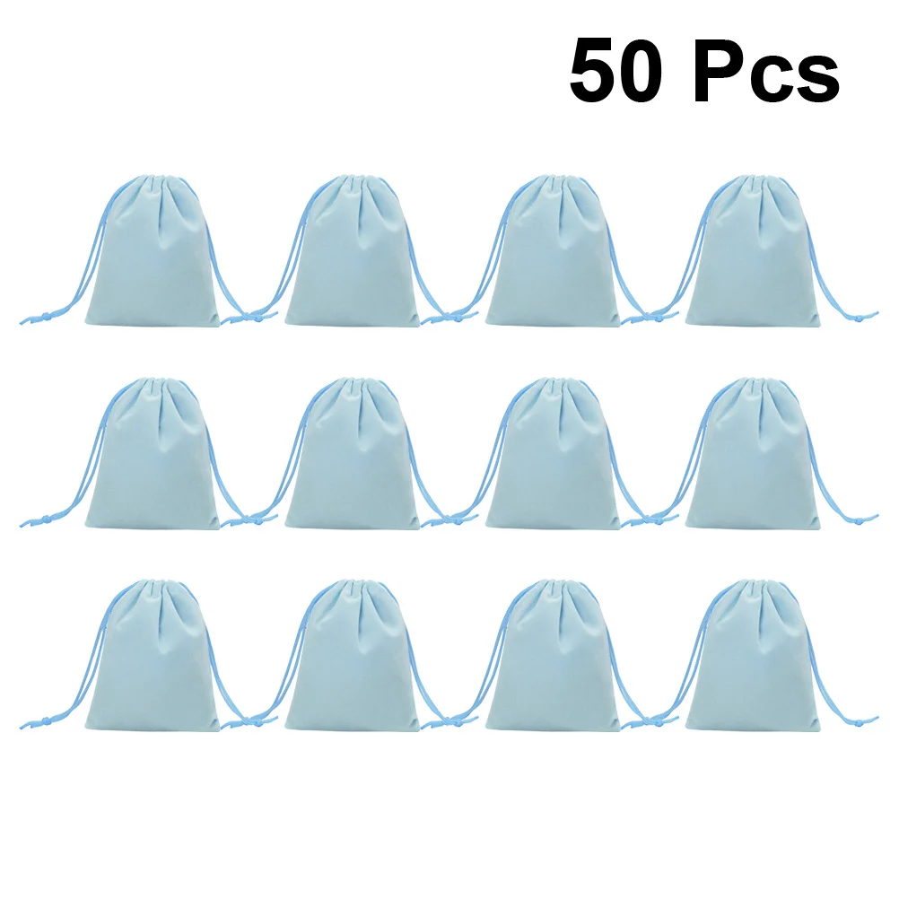 50Pcs 12Cm Sky Blue Gift Drawstring Bag Jewelery Pouches Bags Luxury Wedding Party Candy Storage Accessory Gift Drawstring Bag