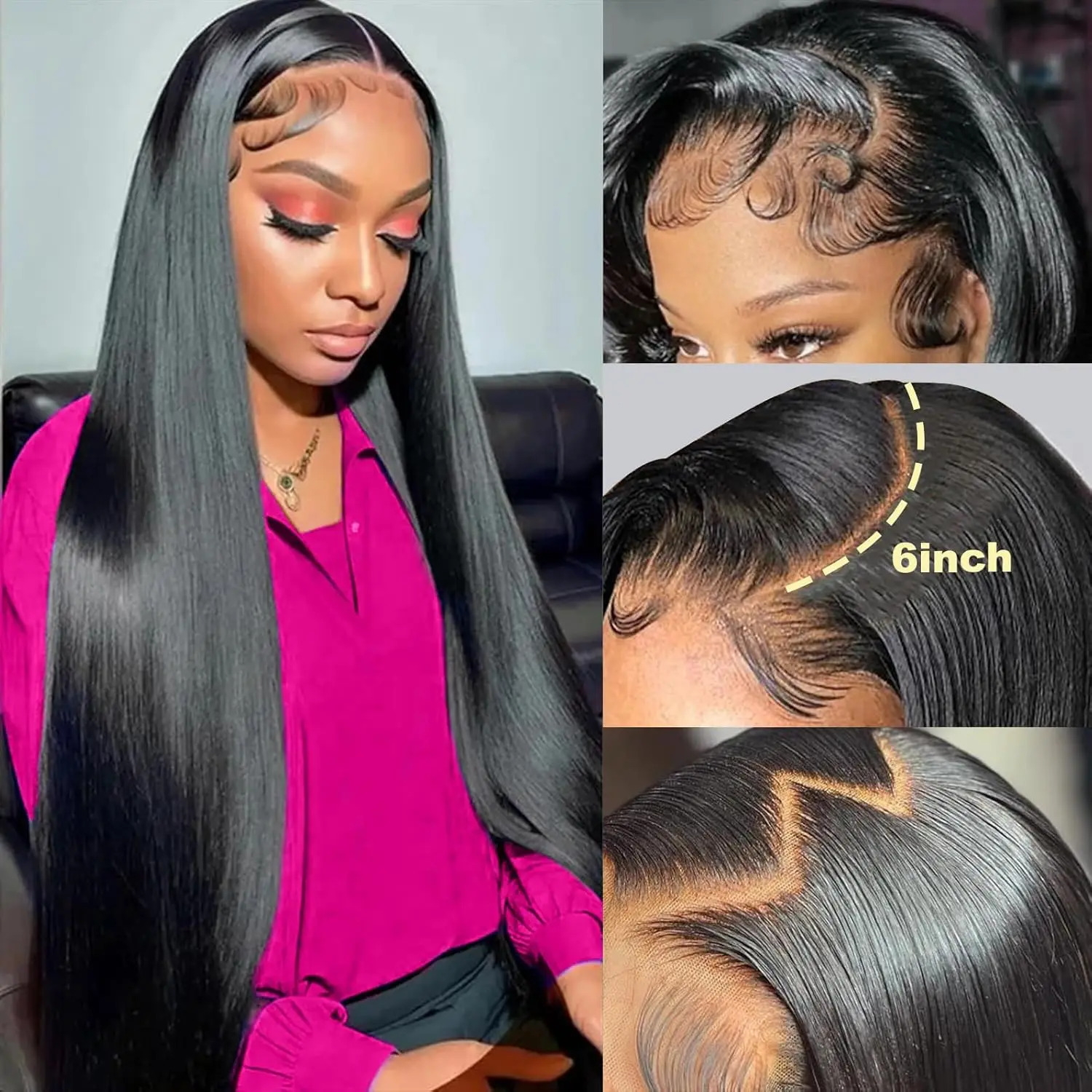 5x5 hd fechamento do laço perucas em linha reta remy perucas de cabelo humano pré-arrancado com cabelo do bebê 13x6 13x4 hd perucas dianteiras do laço para mulher 40 polegada