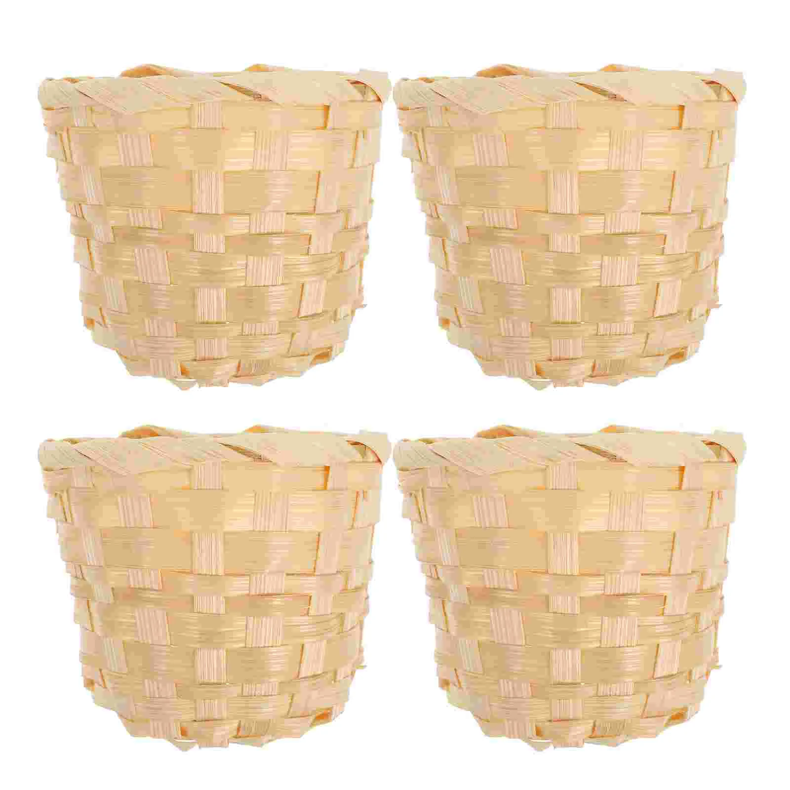 4 Pcs Mini Picnic Basket Woven Storage Decorative Baskets Wood Sundries Organizer Girl Bushel