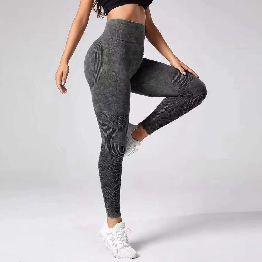 US Warehouse Fitness Leggings Women Yoga Pants Gym Tights Scrunch Push Up Seamless Sport Leggings Sand Wash Sportswear