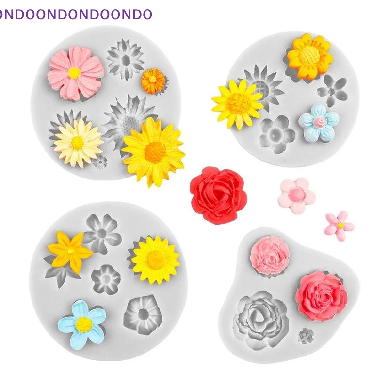 3D Flower Silicone Molds Non-Stick Food Safe Mould for Chocolate Candy Fondant Pastry Kids DIY Baking Activity Tools