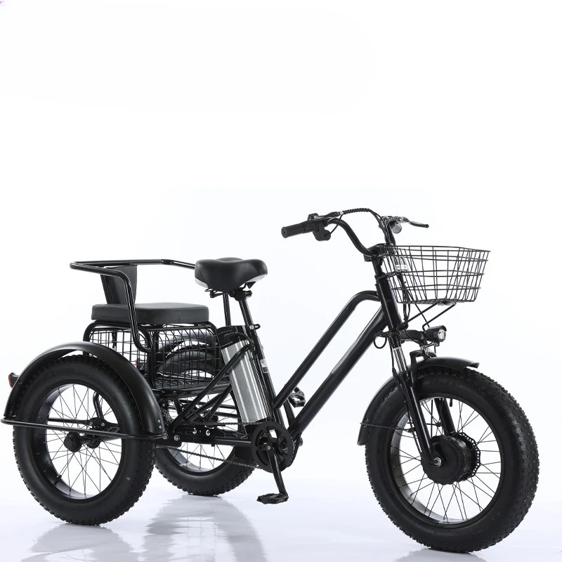 

20-Inch fat tire pedal power electric tricycle rough tire snow lithium battery tricycle battery car factory