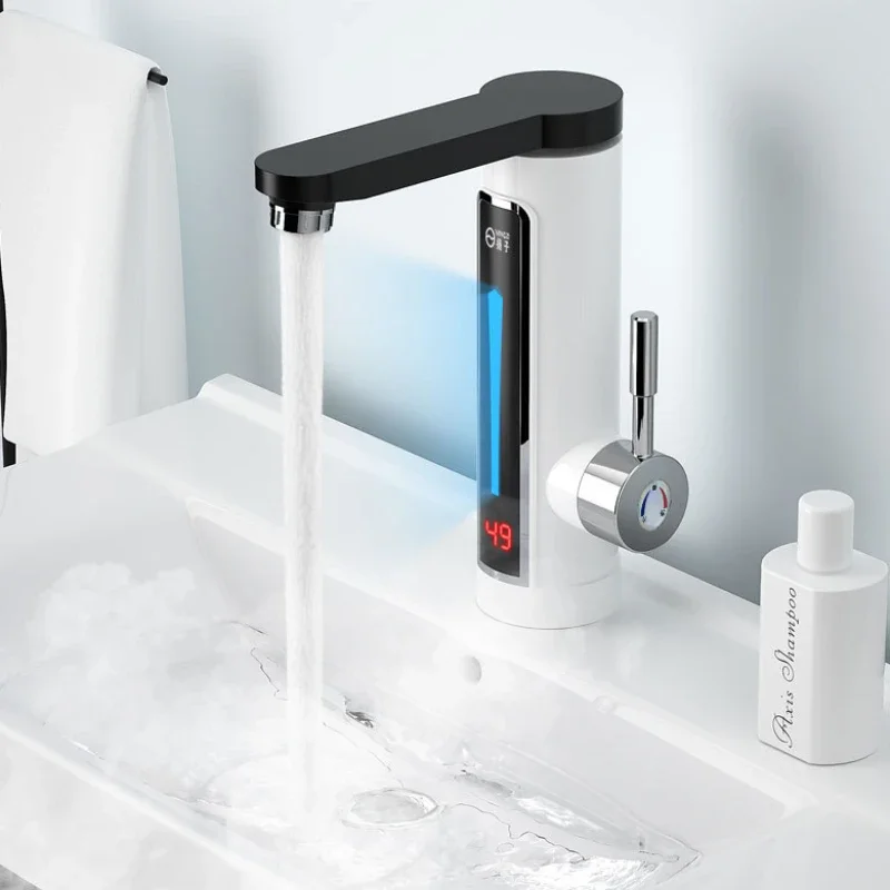 3300W เครื่องทำน้ำอุ่นก๊อกน้ำ LED Ambient Light จอแสดงผลอุณหภูมิห้องน้ำห้องครัวความร้อนทันทีแตะ