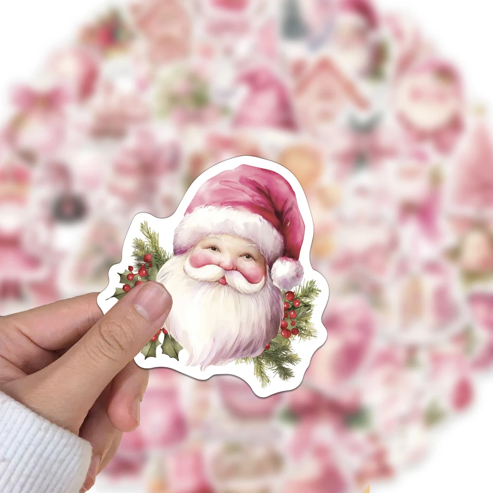 10/30/50 قطعة الوردي لطيف عيد الميلاد الكرتون ملصقات الشارات DIY بها بنفسك القرطاسية الهاتف الأمتعة مذكرات مقاوم للماء الجمالية الكتابة على الجدران ملصق