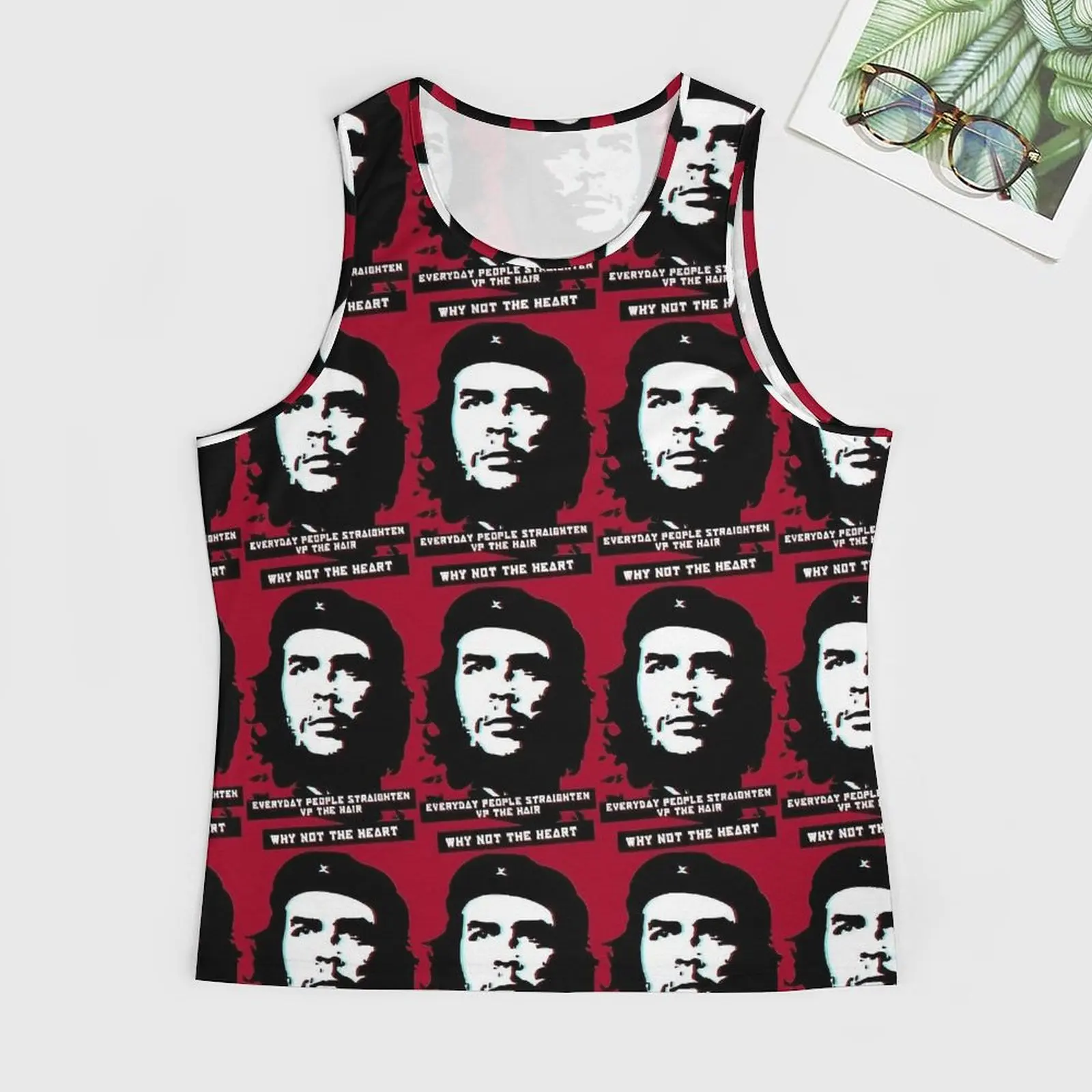 CCCT Che Guevara Glitch Art Quote Red Tank Top  Trendy Tops Summer Gym Male Graphic Sleeveless Vests Plus Size