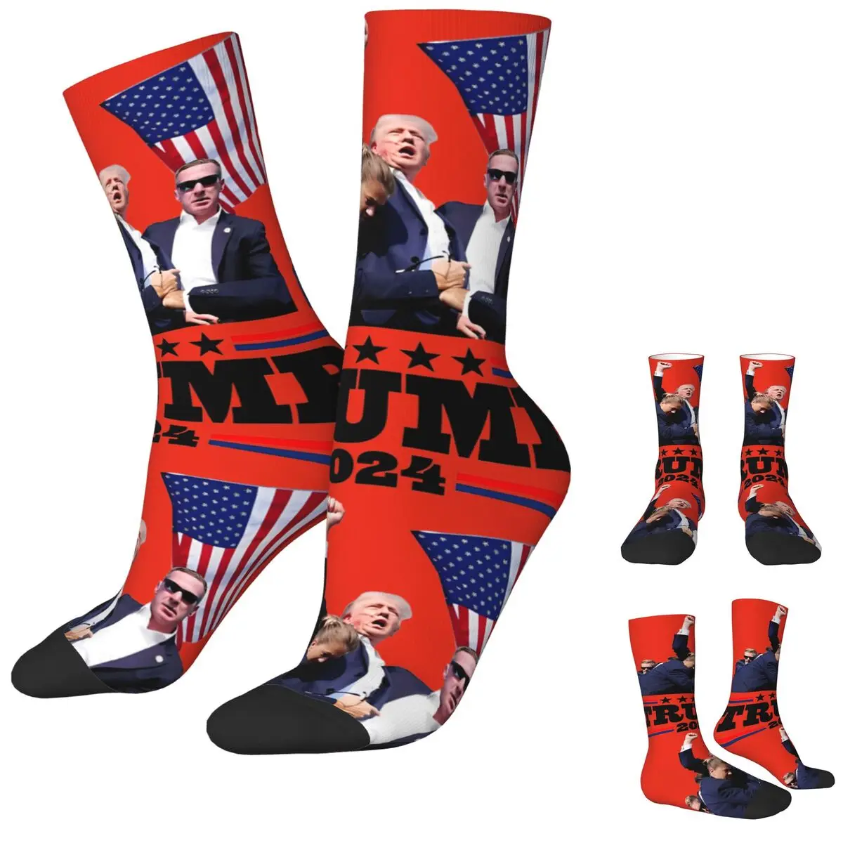 

Trump 2024 Shooting Socks Winter Stockings Retro Men's Warm Soft Socks Graphic Running Non Slip Socks